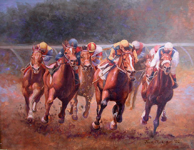 pictures of horses running. is: HORSE RACING PAINTINGS